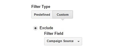 Choose Filter Type at Google Analytics